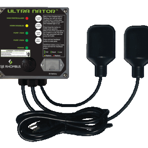 SJE Rhombus 1030109 - Ultra Nator Series, Duplex 120V Control and Alarm System with One 10 ft VerticalMaster II Float Switches and One Vertical Reed Switch, 15 Amps Max, 10 ft Cord, Indoor Use, NEMA 1 Enclosure